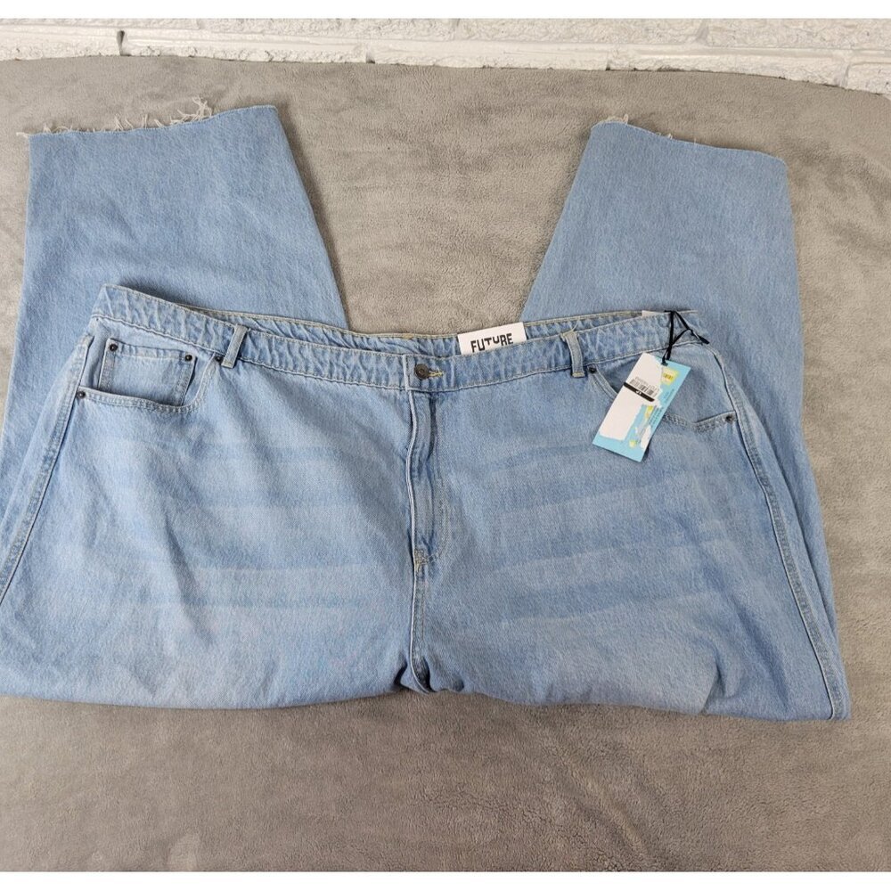 Future Collective Womens Plus Size 28 Blue Jeans Cropped Straight Leg SL46E